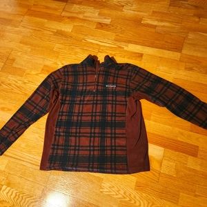 Columbia Plaid 3/4 zip Lught Fleece Top sz L